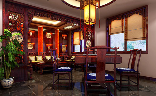 秀山古典中式风格茶楼包间设计装修效果图